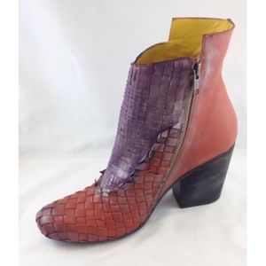 Papucei Lala brick red purple real leather ankle boots handmade in Europe NWT